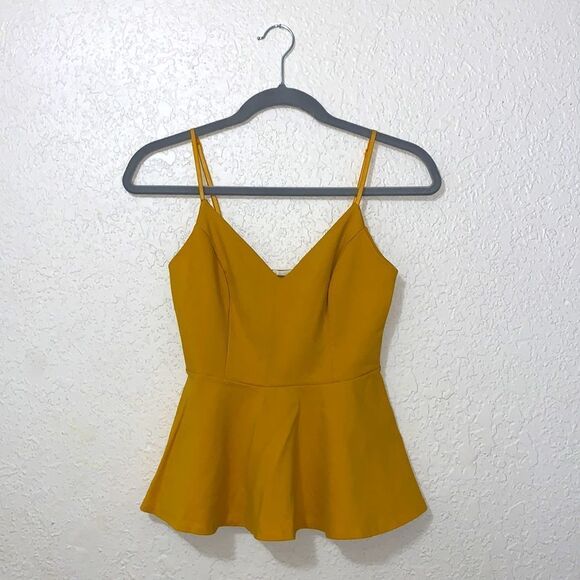 Mikey and Joey Yellow-Gold spaghetti strap ruffle tank top - Picture 1 of 16